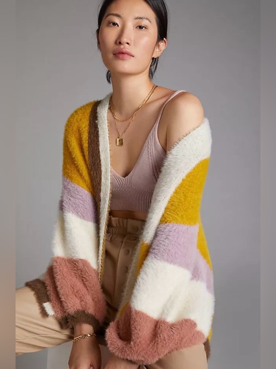 Anthropologie Sweaters - Anthropologie Colorblocked Eyelash Cardigan One Size